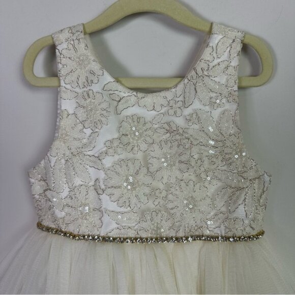 American Princess Floral Stitch Tiered Tulle Rhinestone Girls Dress Size 6 - Picture 2 of 12